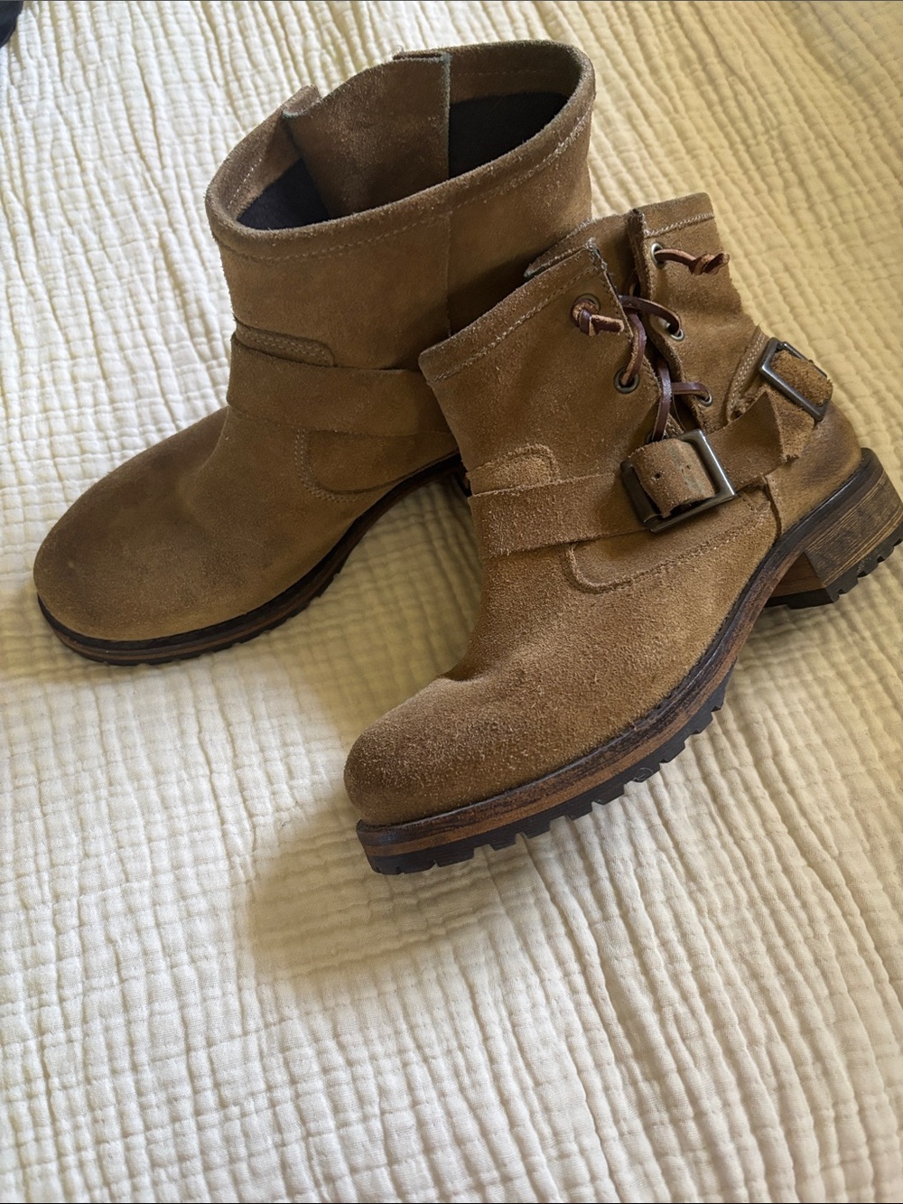 Jeffrey Campbell Suede Buckle & Lace Ankle Boots - Brown size 38 (8)
